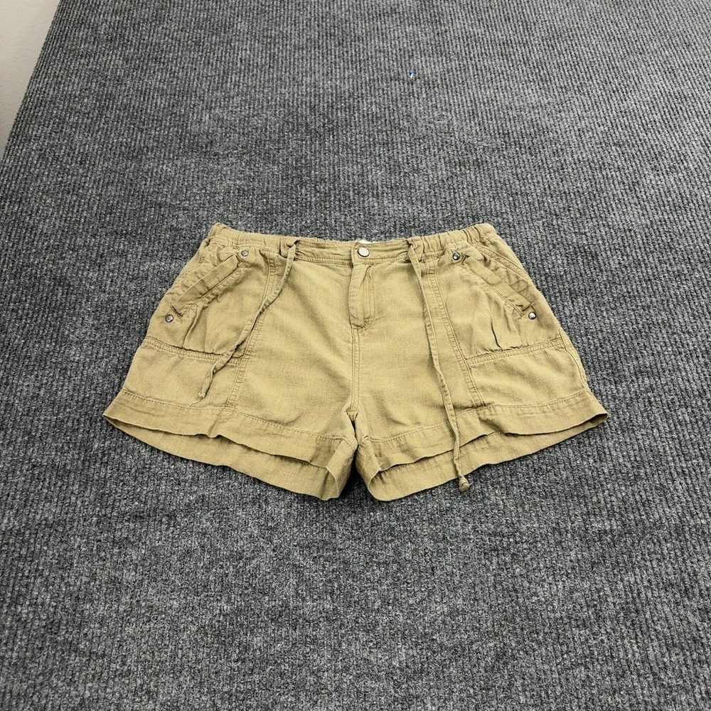 Ci Sono Shorts Womens M Tan Linen Rayon Cargo Utility Drawstring Casual Boho